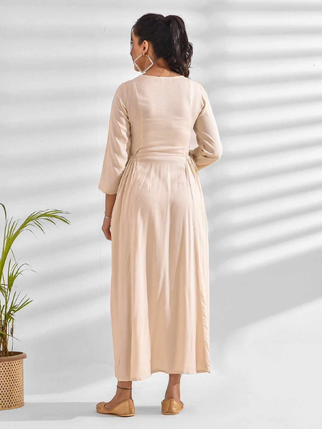 Flared Ethnic Motifs Viscose Rayon Dress