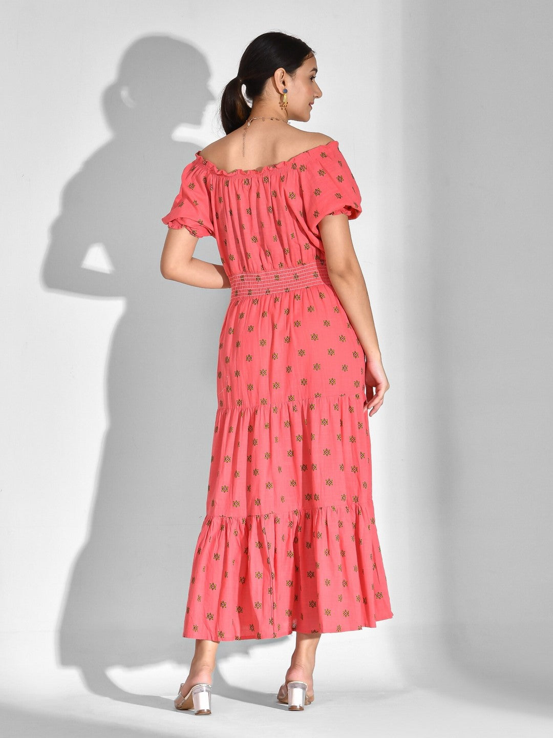 Flared Printed Viscose Rayon Dress