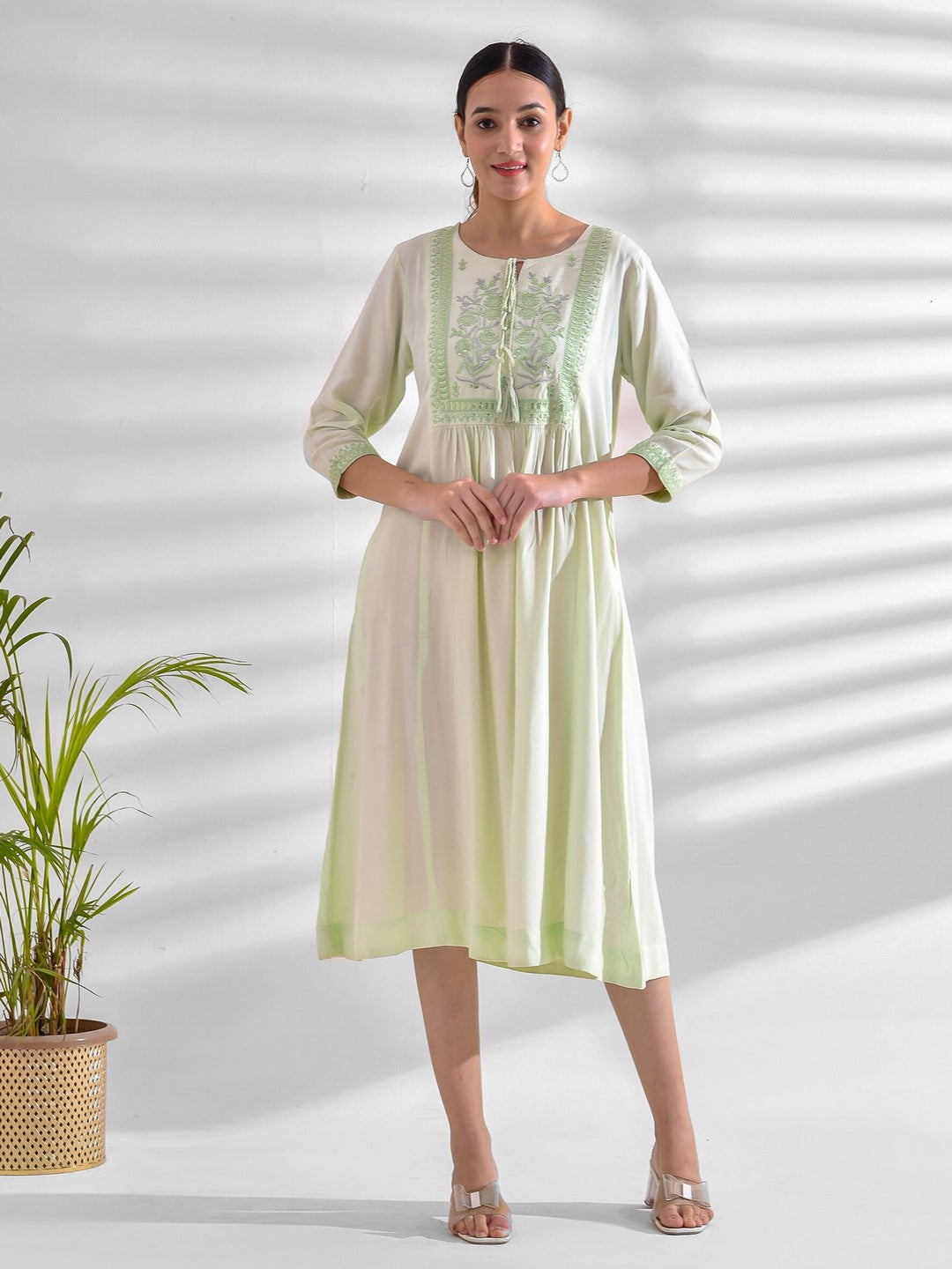 Mokshi green rayon solid dress – wholesale manufacturer & exporter from India