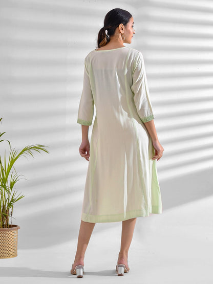 Flared Solid Viscose Rayon Dress