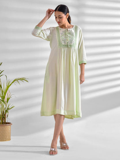 Flared Solid Viscose Rayon Dress