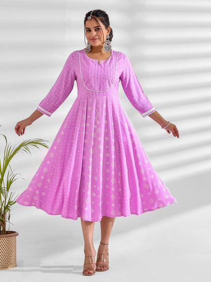 Mokshi purple rayon printed dress – wholesale manufacturer & exporter from India