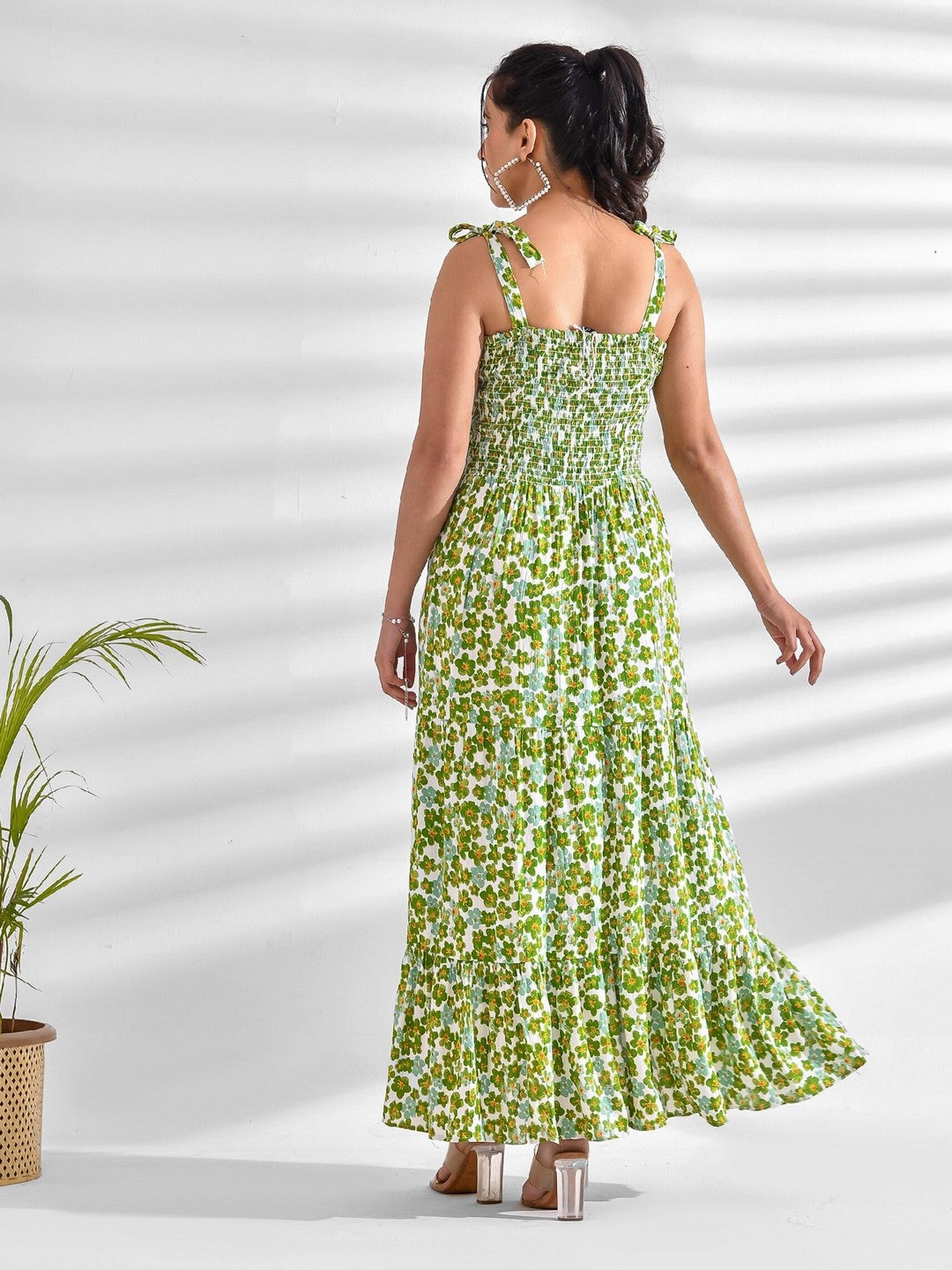 Flared Printed Viscose Rayon Dress