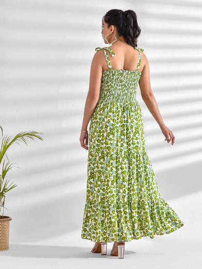 Flared Printed Viscose Rayon Dress