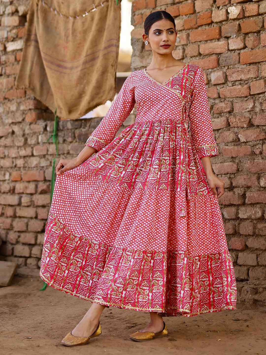 Flared Printed Viscose Rayon Dress