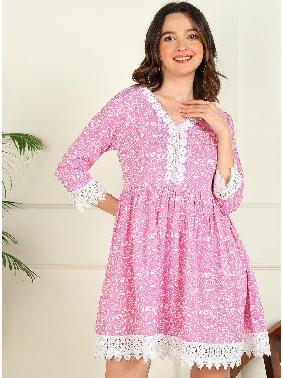 Flared Printed Viscose Rayon Dress