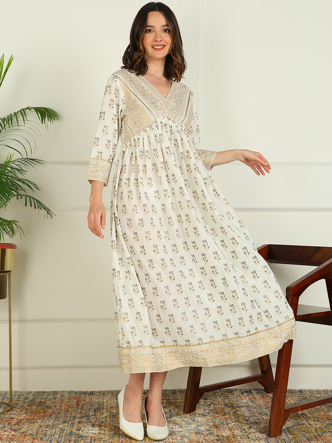 Mokshi white rayon printed dress – wholesale manufacturer & exporter from India