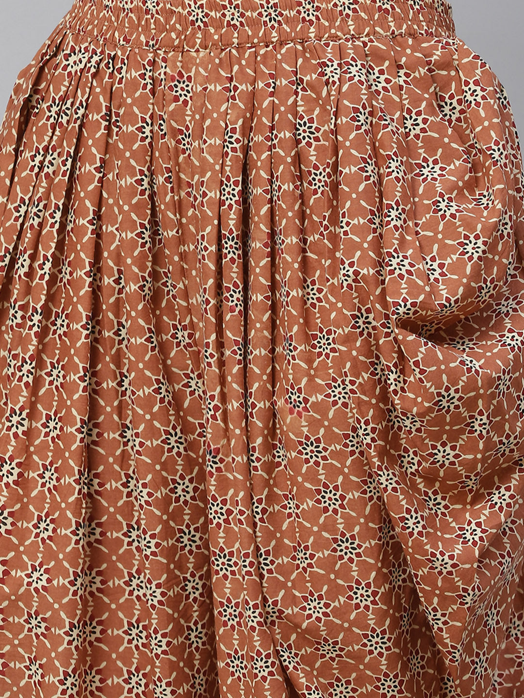 Printed Pure Cotton Above Knee Round Neck Kurta Set