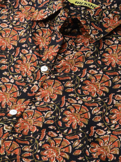 Printed Pure Cotton Calf Length Collared Neck Kurta Set