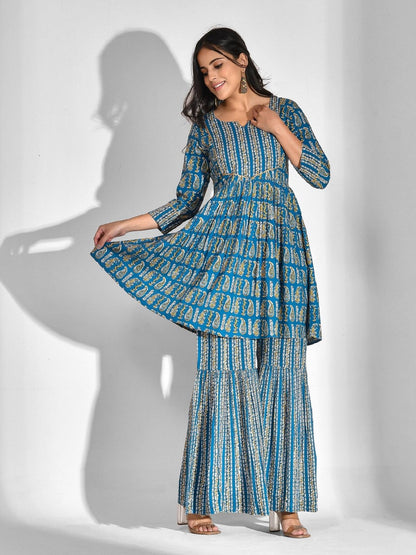 Viscose Rayon Paisley Round Neck Kurta Set