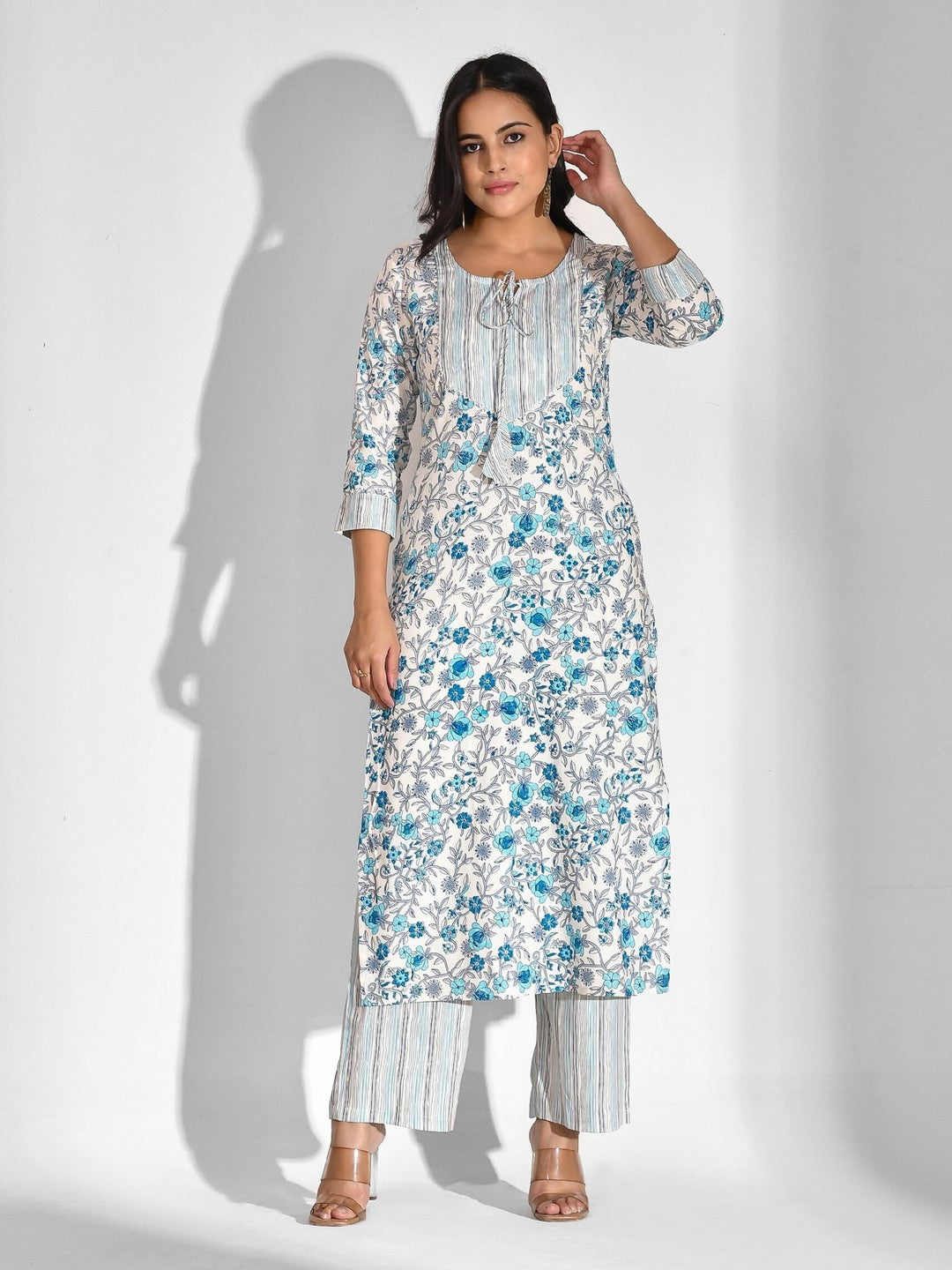 Viscose Rayon Floral Tie-up Kurta Set