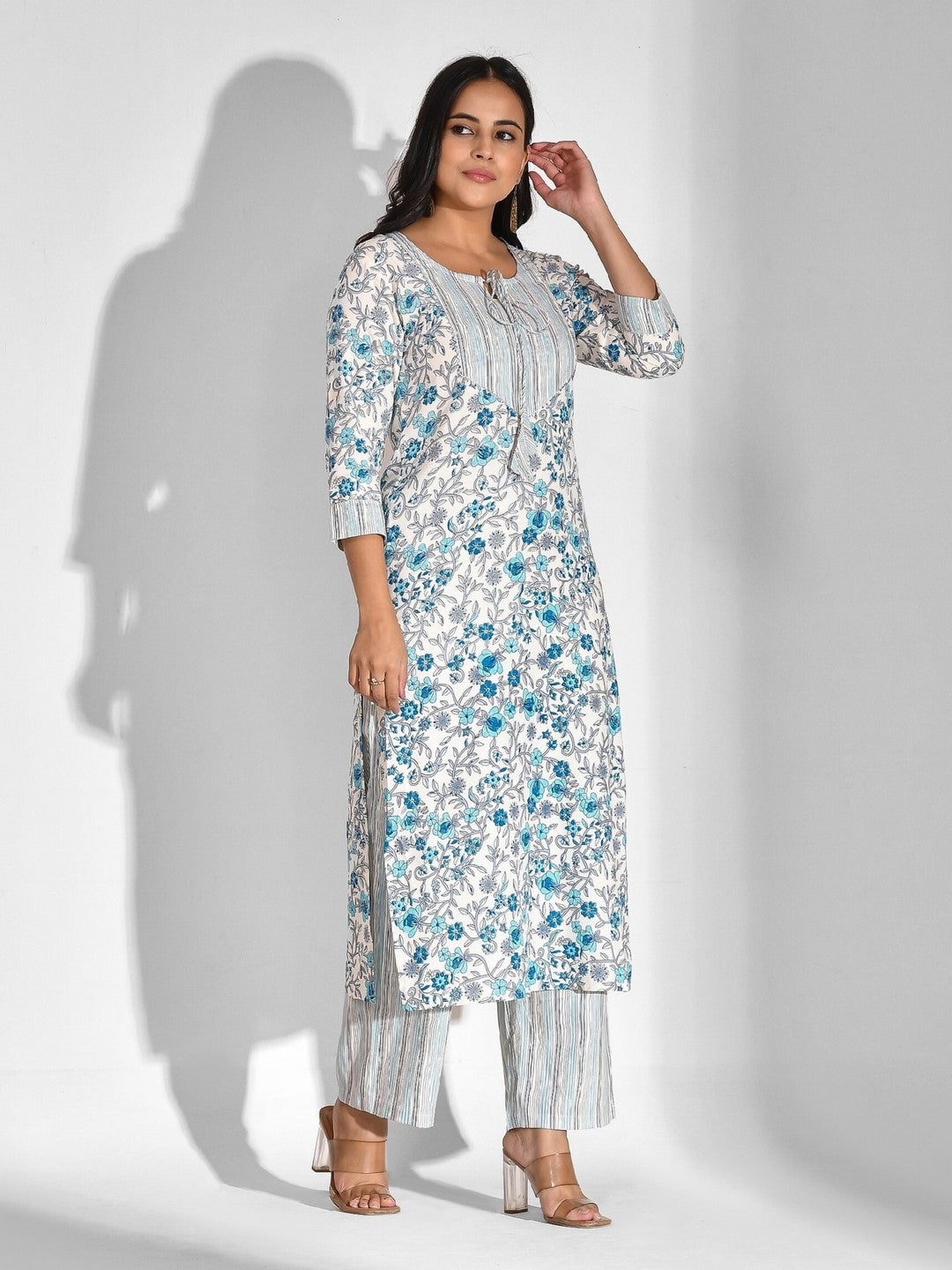 Viscose Rayon Floral Tie-up Kurta Set