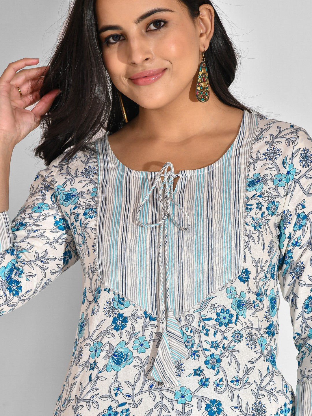 Viscose Rayon Floral Tie-up Kurta Set
