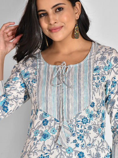 Viscose Rayon Floral Tie-up Kurta Set