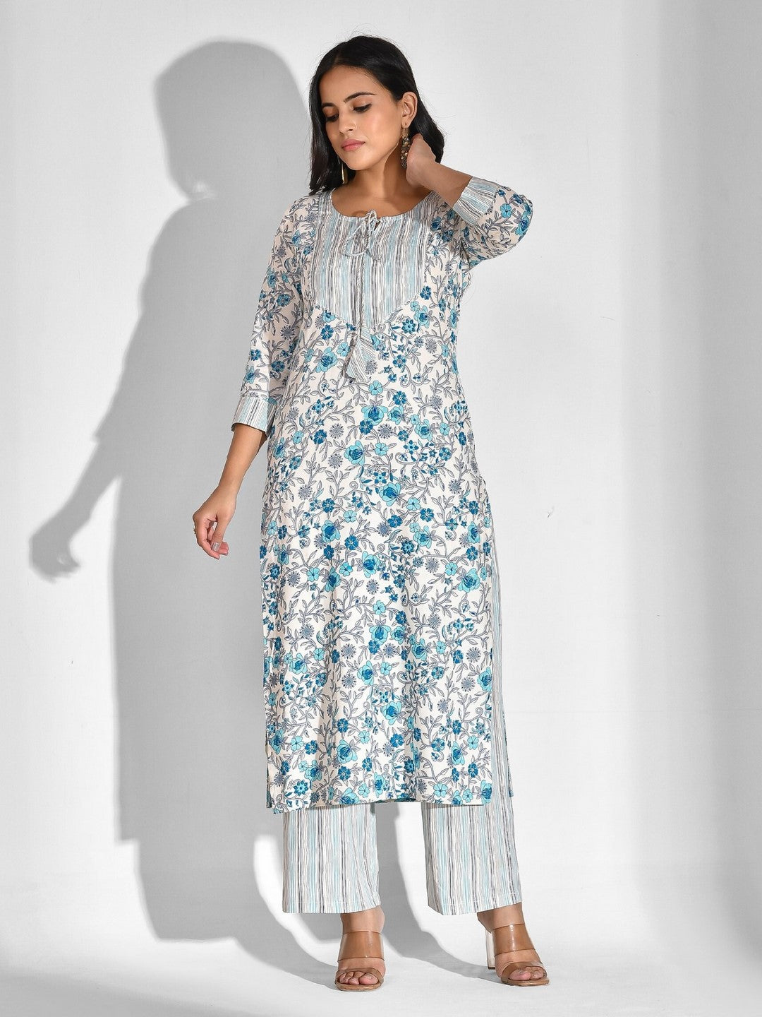 Viscose Rayon Floral Tie-up Kurta Set