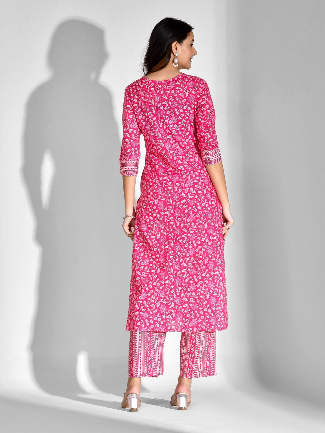 Pure Cotton Floral Round Neck Kurta Set