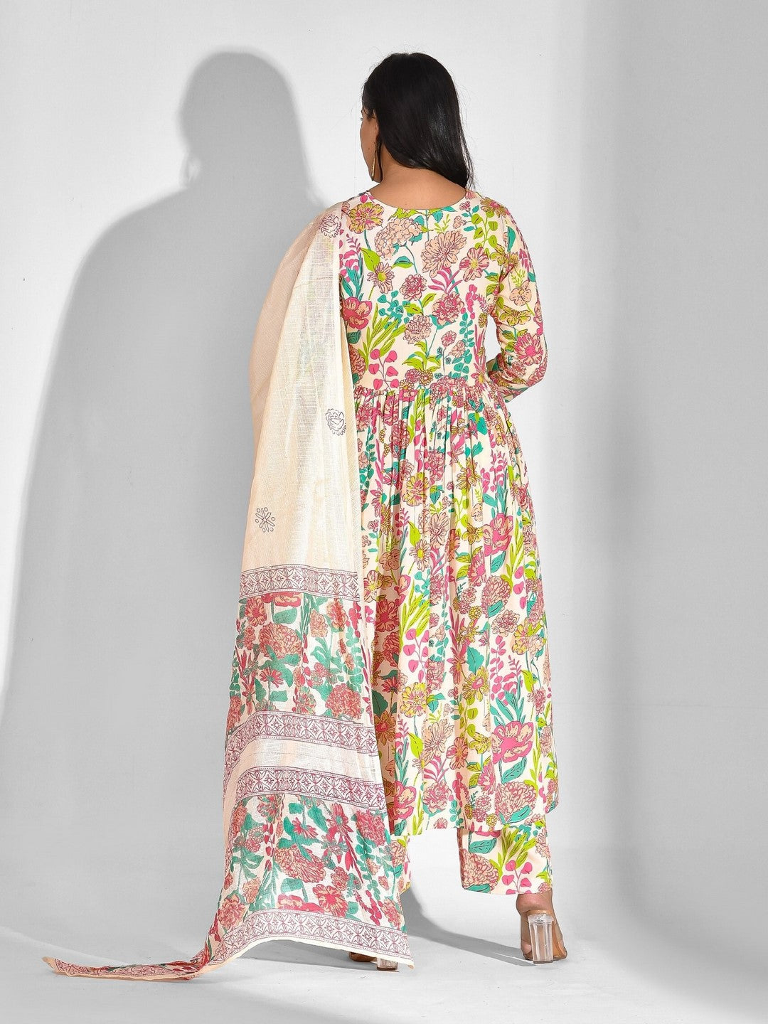 Viscose Rayon Floral V Neck Kurta Set