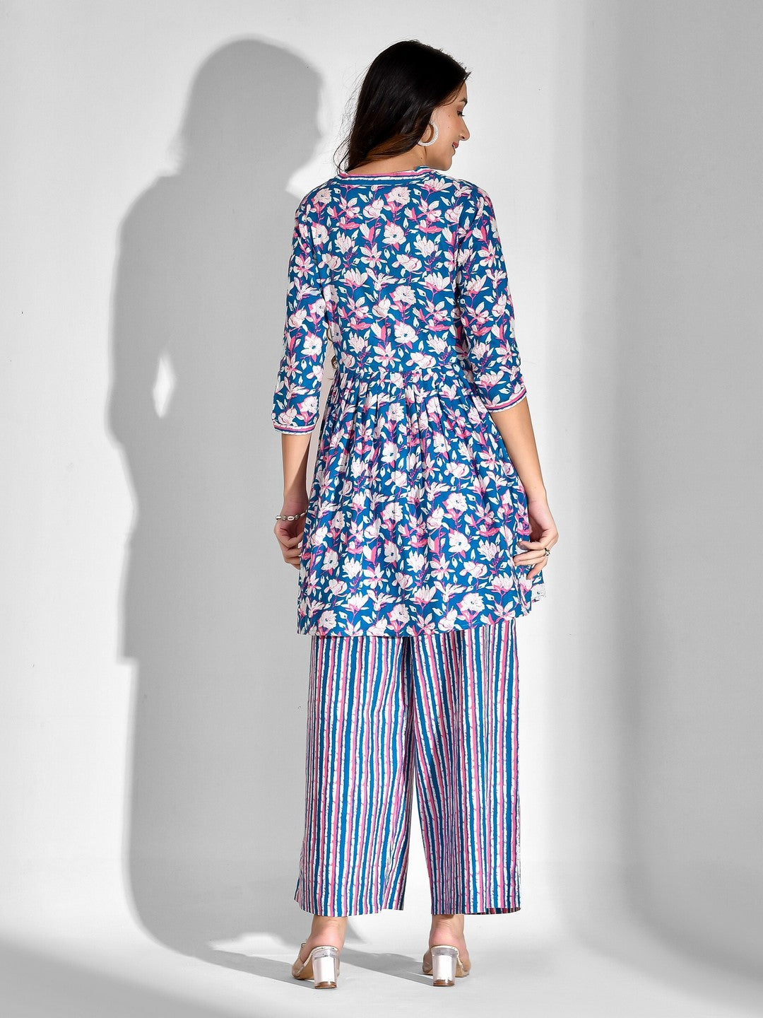 Pure Cotton Floral V Neck Kurta Set