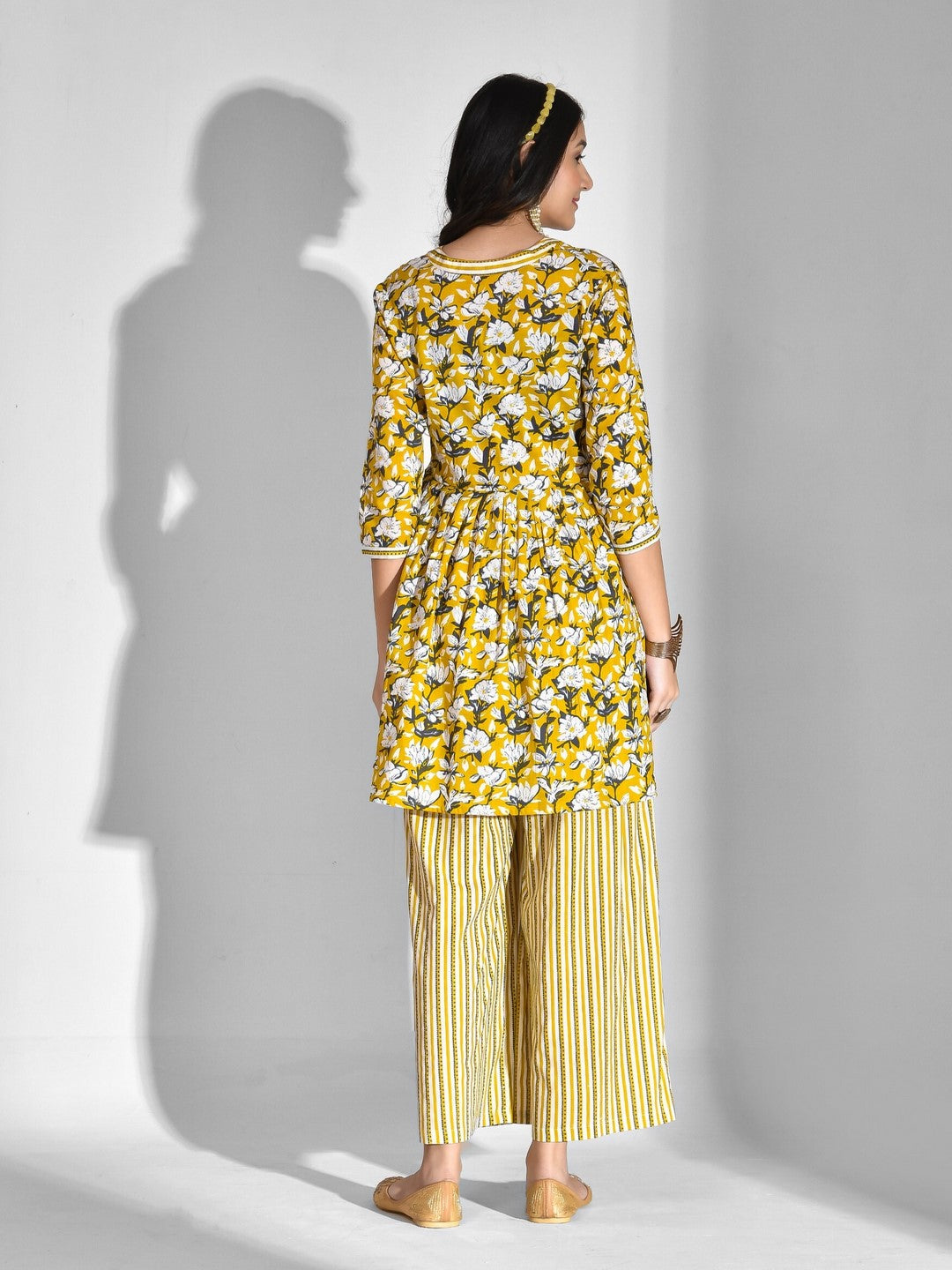 Pure Cotton Floral V Neck Kurta Set