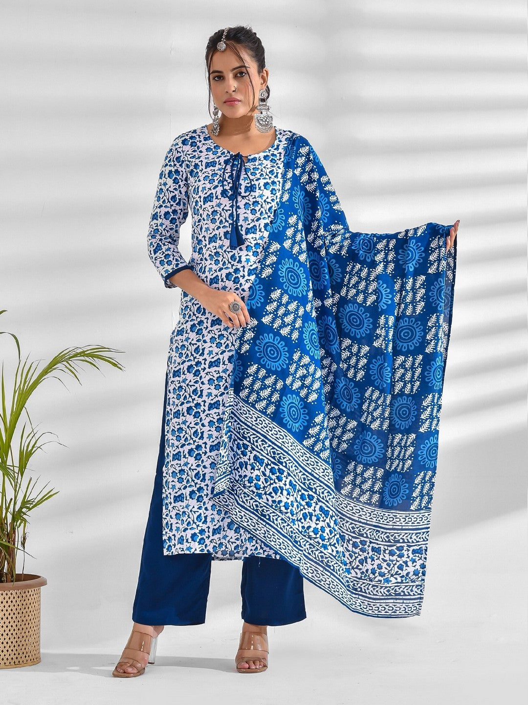 Viscose Rayon Floral Tie-up Kurta Set
