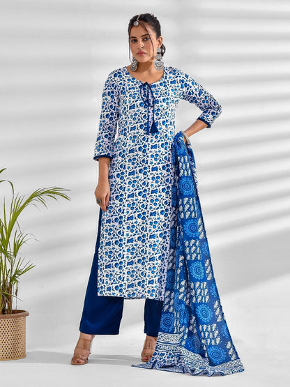 Viscose Rayon Floral Tie-up Kurta Set
