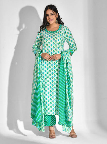 Pure Cotton Floral Round Neck Kurta Set