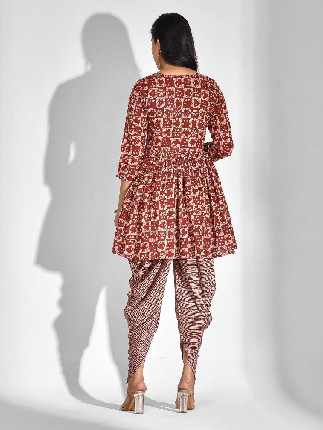 Viscose Rayon Geometric Tie-up Kurta Set