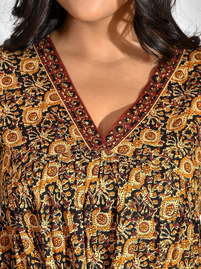 Printed Pure Cotton 3/4 Sleeve Kurta And Trouser Set