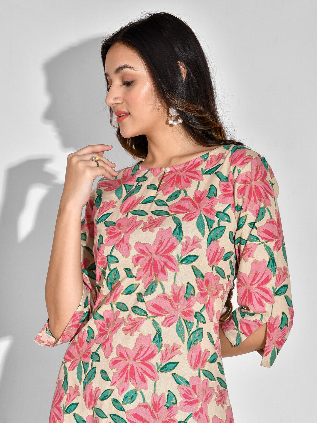 Printed Pure Cotton 3/4 Sleeve Kurta And Palazzo Set