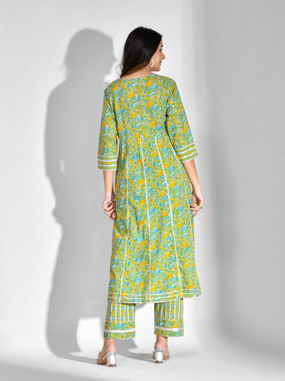 Printed Pure Cotton 3/4 Sleeve Kurta And Palazzo Set With Dupatta