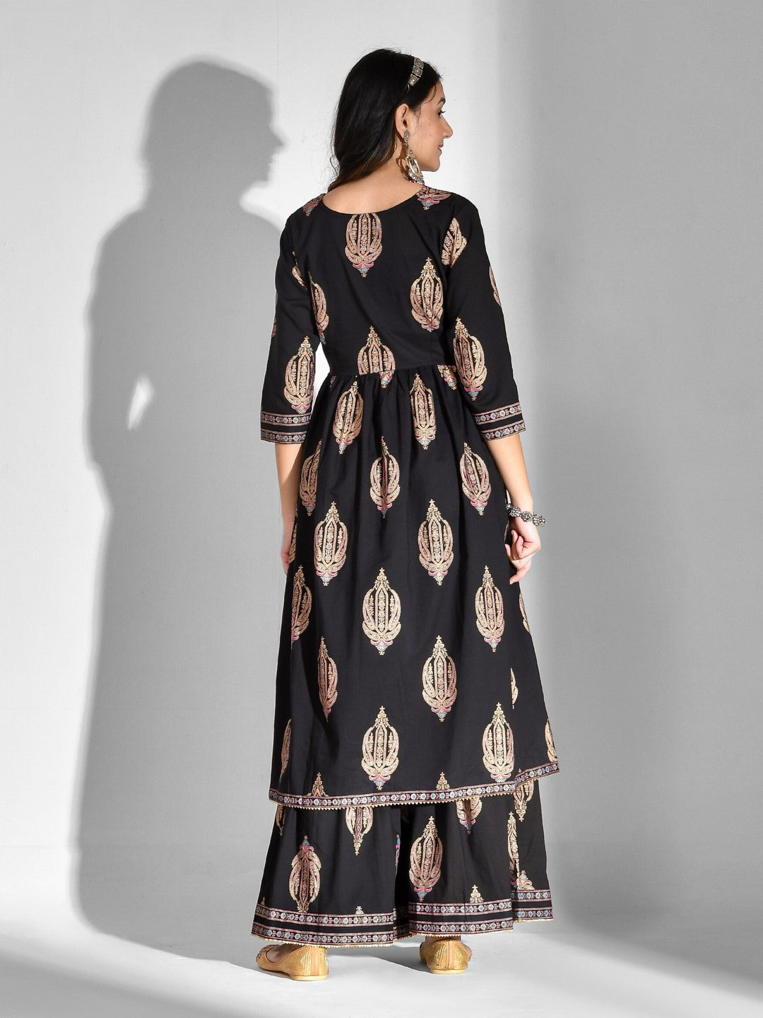 Printed Pure Cotton 3/4 Sleeve Kurta And Palazzo Set