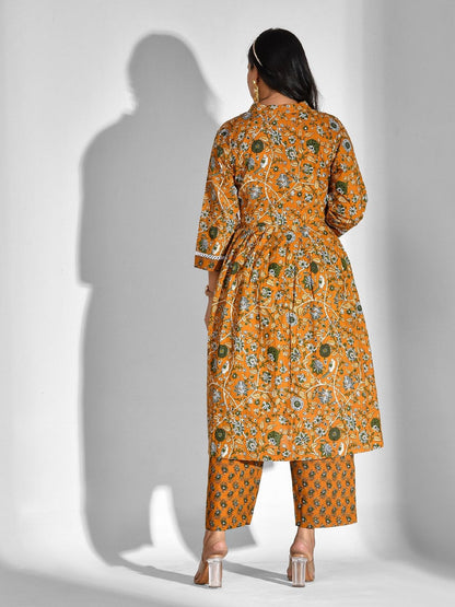 Printed Pure Cotton 3/4 Sleeve Kurta And Palazzo Set