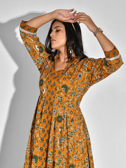 Printed Pure Cotton 3/4 Sleeve Kurta And Palazzo Set