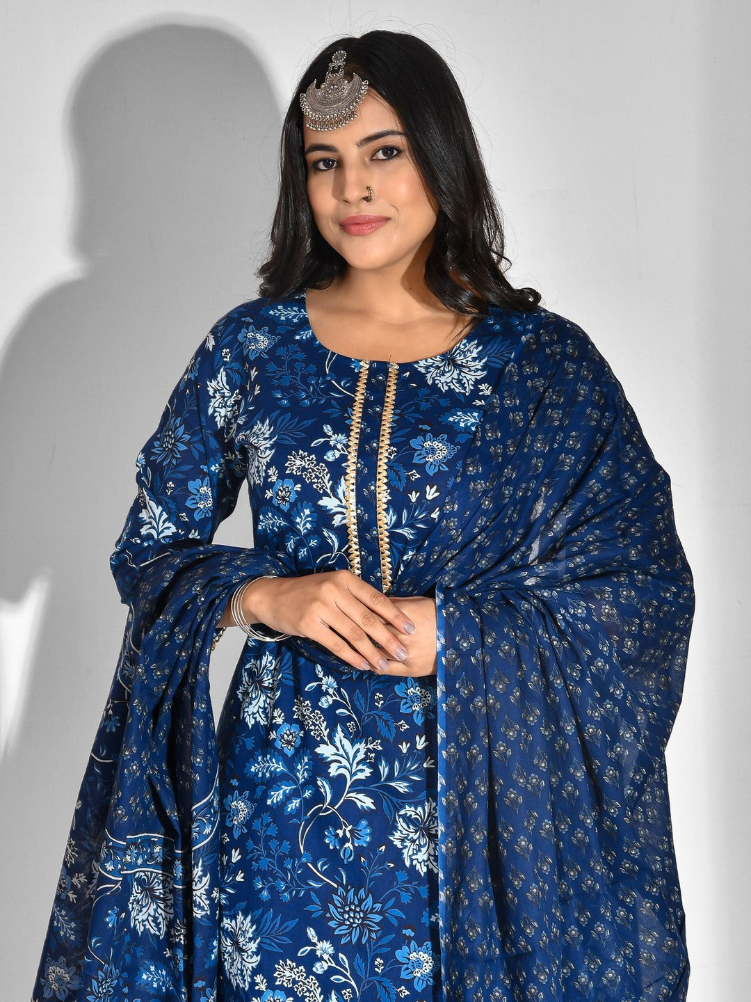 Printed Pure Cotton 3/4 Sleeve Kurta And Palazzo Set With Dupatta