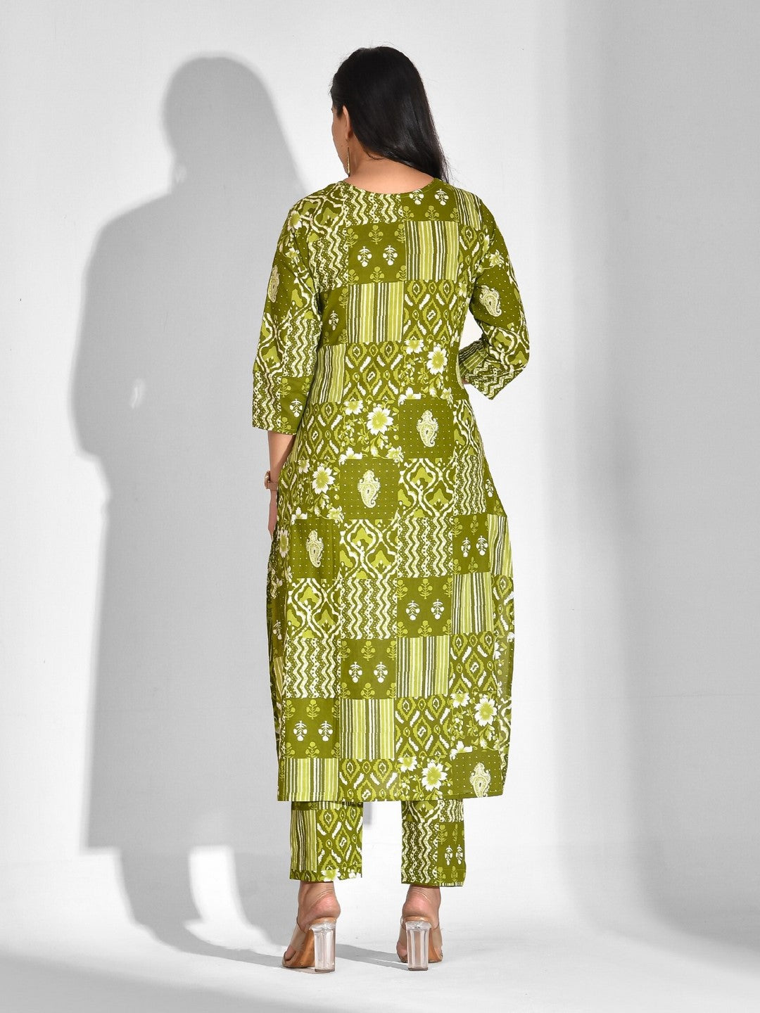 Printed Pure Cotton 3/4 Sleeve Kurta And Trouser Set