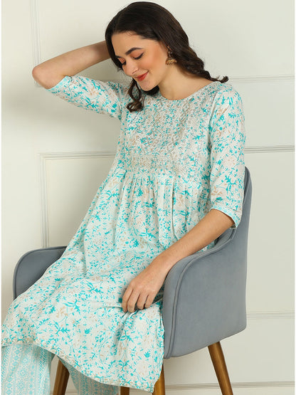 Printed Viscose Rayon 3/4 Sleeve Kurta And Palazzo Set With Dupatta