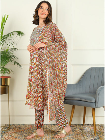 Printed Viscose Rayon 3/4 Sleeve Kurta And Palazzo Set With Dupatta