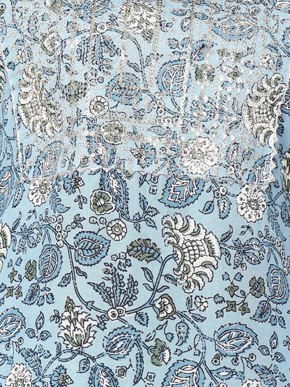 Printed Viscose Rayon 3/4 Sleeve Kurta And Trouser Set With Dupatta