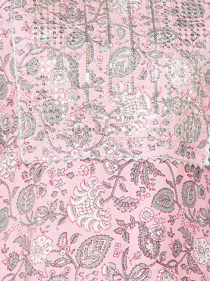 Printed Viscose Rayon 3/4 Sleeve Kurta And Trouser Set With Dupatta