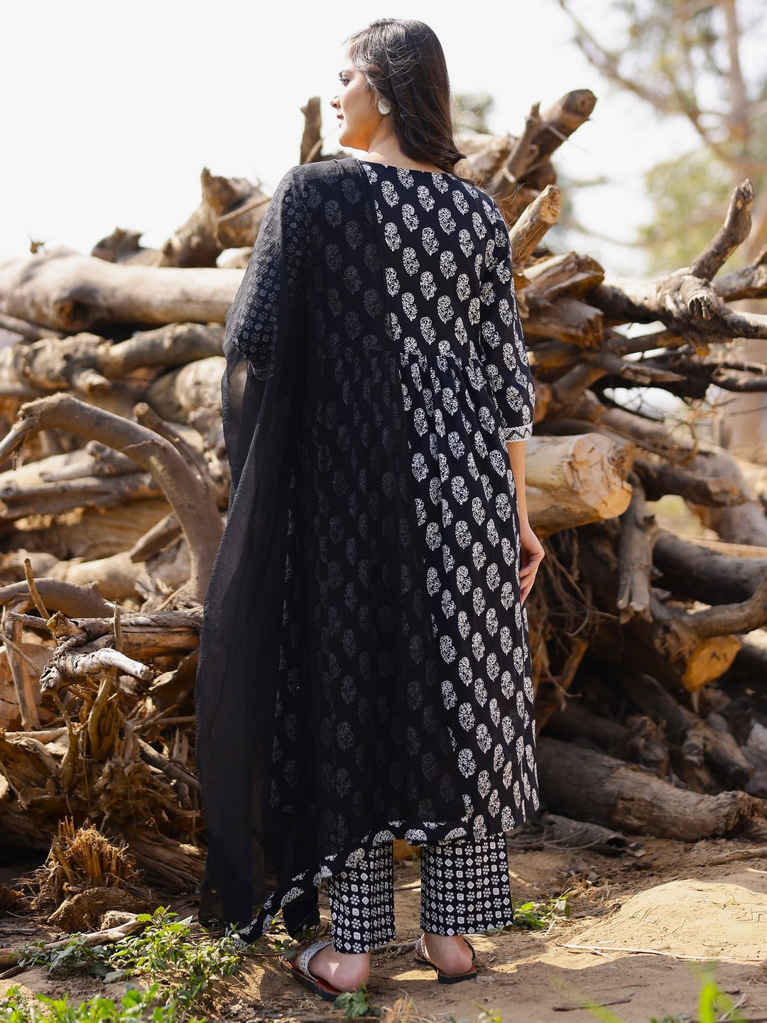 Printed Viscose Rayon 3/4 Sleeve Kurta And Palazzo Set With Dupatta