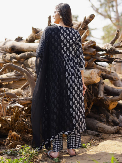 Printed Viscose Rayon 3/4 Sleeve Kurta And Palazzo Set With Dupatta