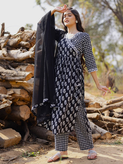 Printed Viscose Rayon 3/4 Sleeve Kurta And Palazzo Set With Dupatta
