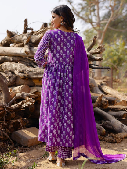 Printed Viscose Rayon 3/4 Sleeve Kurta And Palazzo Set With Dupatta