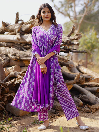 Printed Viscose Rayon 3/4 Sleeve Kurta And Palazzo Set With Dupatta