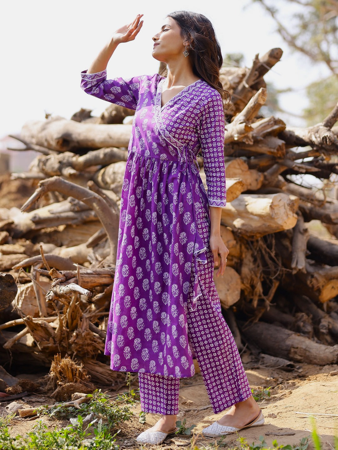 Printed Viscose Rayon 3/4 Sleeve Kurta And Palazzo Set With Dupatta