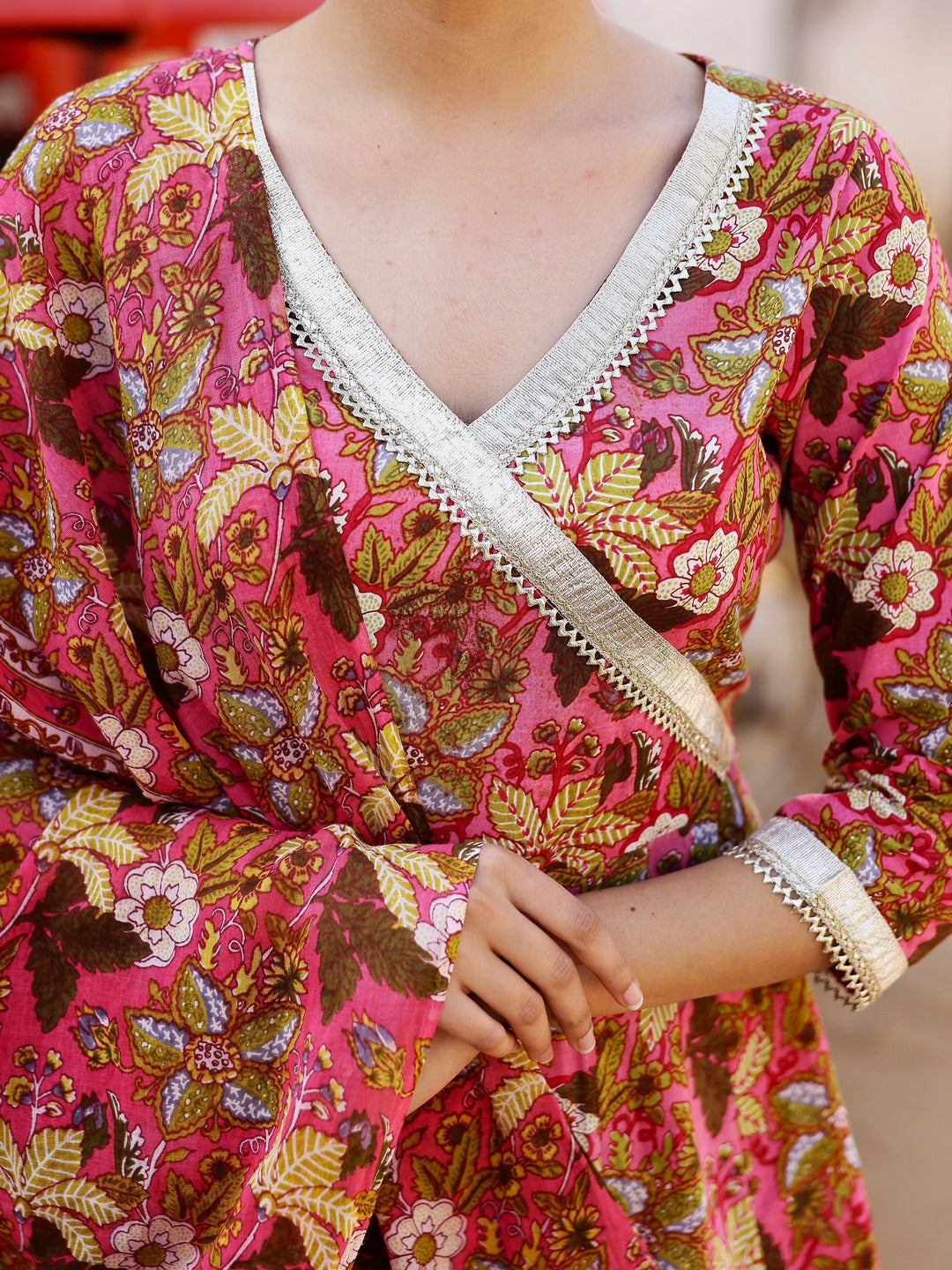 Printed Pure Cotton 3/4 Sleeve Kurta And Trouser Set With Dupatta