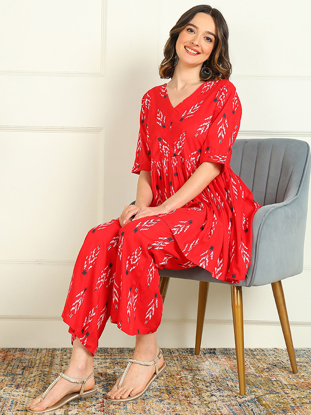 Mokshi red rayon printed kurti – wholesale manufacturer & exporter from India