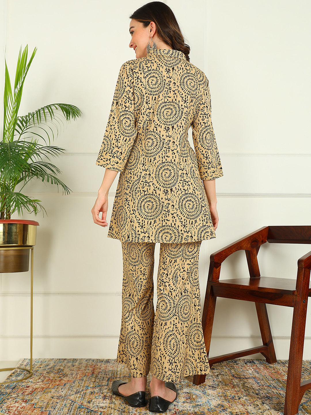 Printed Pure Cotton 3/4 Sleeve Kurti And Palazzo Set