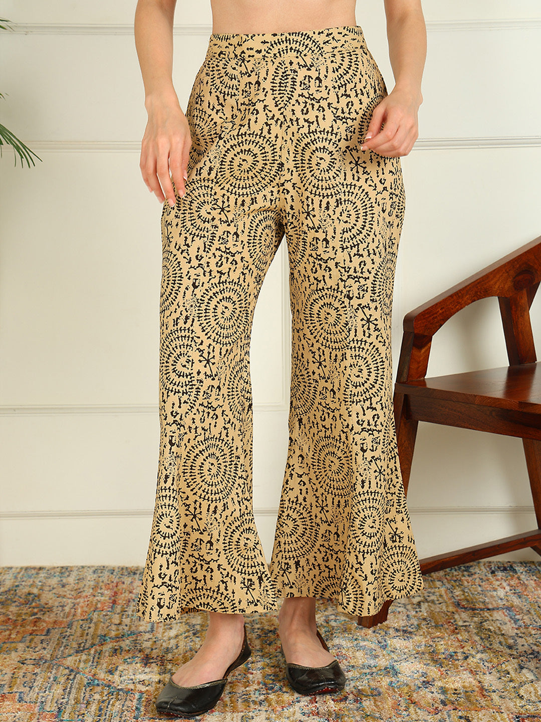 Printed Pure Cotton 3/4 Sleeve Kurti And Palazzo Set