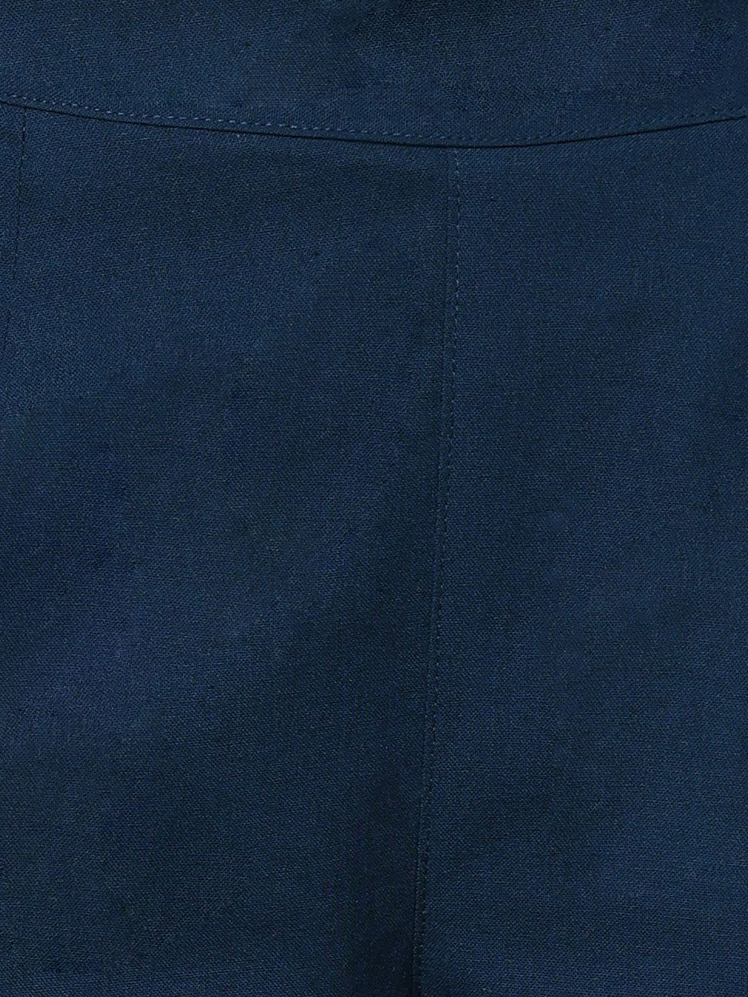 Blue Pure Cotton Solid Cigarette Trousers